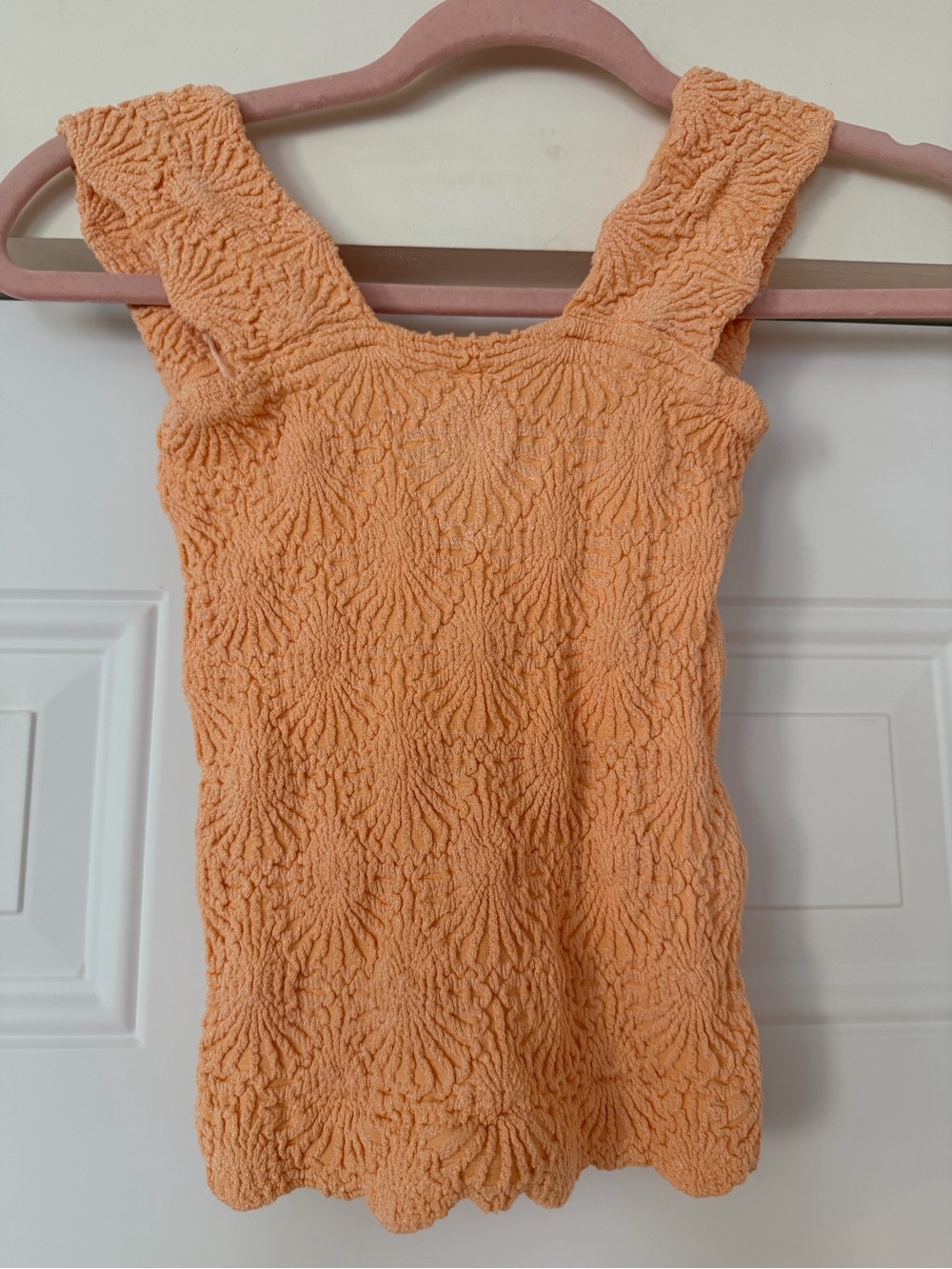 Peach Textured Square-Neck Tank Top